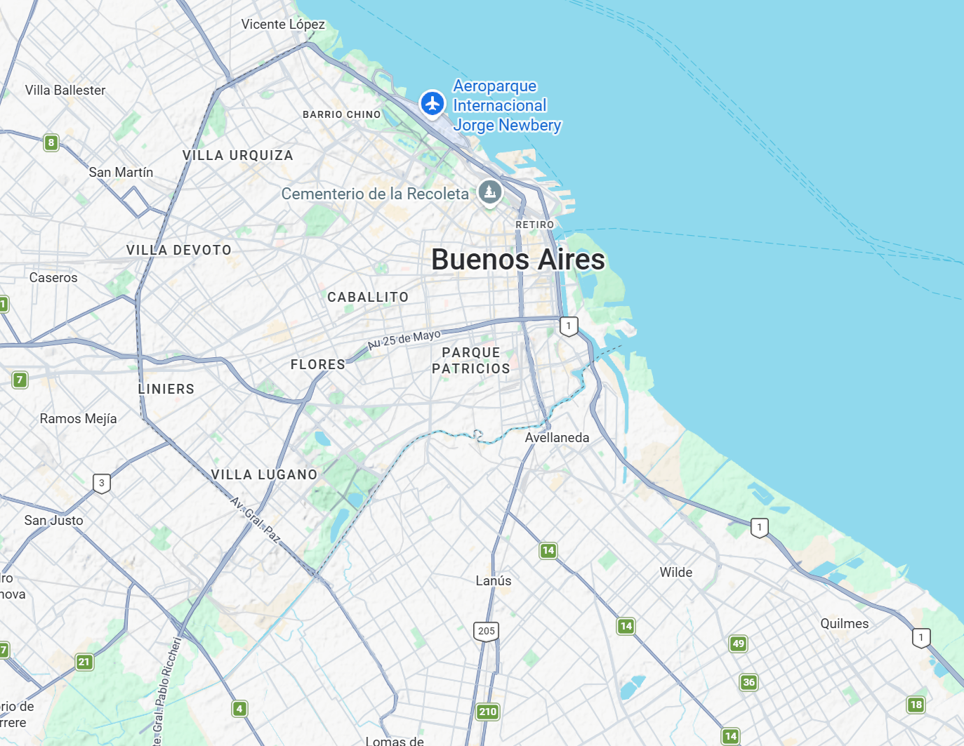 Mapa de Buenos Aires con dos ubicaciones demo